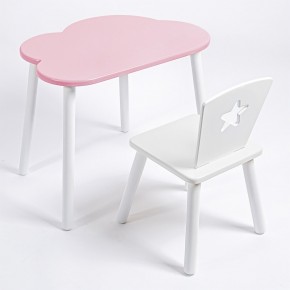 Комплект детский стол ОБЛАЧКО и стул ЗВЕЗДА ROLTI Baby (розовая столешница/белое сиденье/белые ножки) в Губкинском - gubkinskiy.ok-mebel.com | фото 1