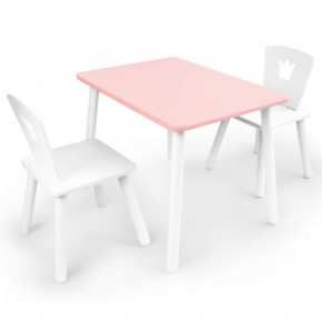 Комплект детской мебели стол и два стула Корона  (Розовый/Белый/Белый) в Губкинском - gubkinskiy.ok-mebel.com | фото