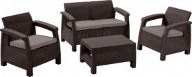 Комплект мебели Корфу сет (Corfu set) коричневый - серо-бежевый * в Губкинском - gubkinskiy.ok-mebel.com | фото 1