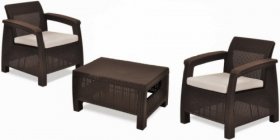 Комплект мебели Корфу Уикенд (Corfu Weekend) коричневый - серо-бежевый * в Губкинском - gubkinskiy.ok-mebel.com | фото 1