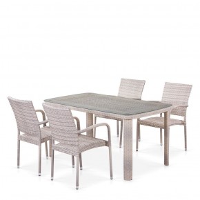 Комплект плетеной мебели T256C/Y376C-W85 Latte (4+1) + подушки на стульях в Губкинском - gubkinskiy.ok-mebel.com | фото