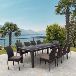Комплект плетеной мебели T438/Y380A-W53 Brown (10+1) в Губкинском - gubkinskiy.ok-mebel.com | фото