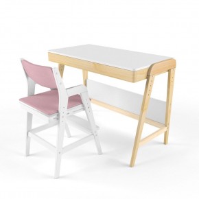 Комплект растущий стол и стул с чехлом 38 попугаев «Вуди» (Белый, Белый, Розовый) в Губкинском - gubkinskiy.ok-mebel.com | фото
