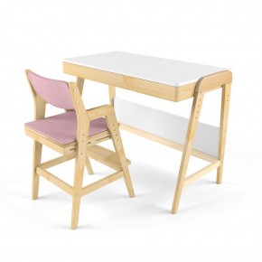Комплект растущий стол и стул с чехлом 38 попугаев «Вуди» (Белый, Береза, Розовый) в Губкинском - gubkinskiy.ok-mebel.com | фото
