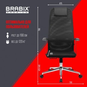 Кресло BRABIX PREMIUM "Ultimate EX-801" хром, плотная двойная сетка Х2, черное, 532917 в Губкинском - gubkinskiy.ok-mebel.com | фото 7