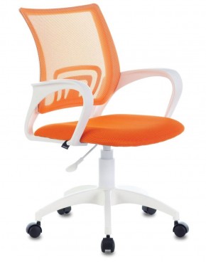 Кресло BRABIX "Fly MG-396W", пластик белый, сетка, оранжевое, 532401, MG-396W_532401 в Губкинском - gubkinskiy.ok-mebel.com | фото
