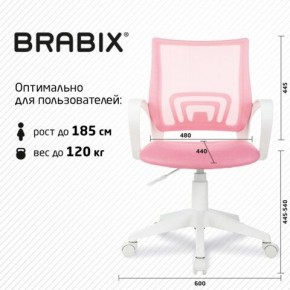 Кресло BRABIX "Fly MG-396W", с подлокотниками, пластик белый, сетка, розовое, 533008 в Губкинском - gubkinskiy.ok-mebel.com | фото 5