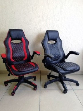 Кресло геймерское Barneo K-37 (черная экокожа красные вставки) в Губкинском - gubkinskiy.ok-mebel.com | фото 4