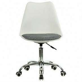 Кресло стул BRABIX "Eames MG-310 CH", хром, пластик белый, ткань серая, 532924 в Губкинском - gubkinskiy.ok-mebel.com | фото