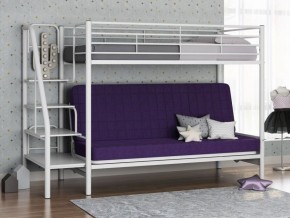 Кровать двухъярусная с диваном "Мадлен-3" (Белый/Фиолетовы) в Губкинском - gubkinskiy.ok-mebel.com | фото