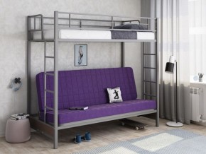 Кровать двухъярусная с диваном "Мадлен" (Серый/Фиолетовый) в Губкинском - gubkinskiy.ok-mebel.com | фото