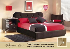 Кровать Феодосия 1400 со стразами в ткани "Конфетти кофе" (коричневый) серия Норма, основание, ПМ, дно ЛДСП в Губкинском - gubkinskiy.ok-mebel.com | фото