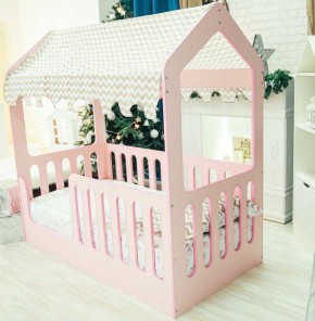 Кровать-домик без ящика 800*1600 (Розовый) в Губкинском - gubkinskiy.ok-mebel.com | фото 1