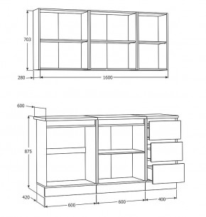 Кухня Хилтон 1.6 м (Белый текстурный/Дуб Вотан) в Губкинском - gubkinskiy.ok-mebel.com | фото 3