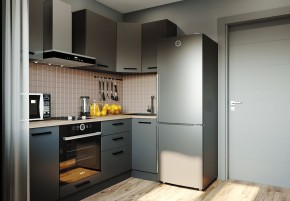 Кухня угловая Антрацит 2200х1000 (Стол. 38мм) в Губкинском - gubkinskiy.ok-mebel.com | фото