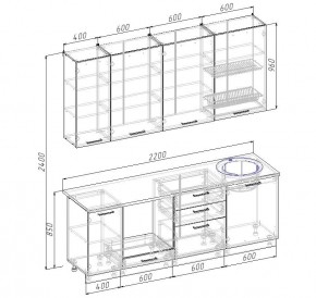 Кухонный гарнитур Капри 2200 h950 (Стол. 38мм) в Губкинском - gubkinskiy.ok-mebel.com | фото 2