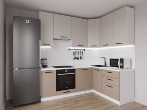 Кухонный гарнитур угловой Каппучино 2200*1600 h 950 (Стол. 38мм) в Губкинском - gubkinskiy.ok-mebel.com | фото