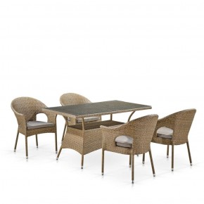 Обеденный комплект плетеной мебели T198B/Y79B-W56 Light Brown (4+1) в Губкинском - gubkinskiy.ok-mebel.com | фото