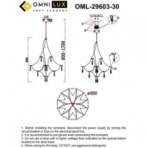 Подвесная люстра Omnilux Perelli OML-29603-30 в Губкинском - gubkinskiy.ok-mebel.com | фото 10