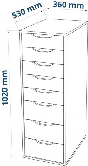 S01415 Ингар 8 комод 36x102x53, серо-бирюзовый в Губкинском - gubkinskiy.ok-mebel.com | фото