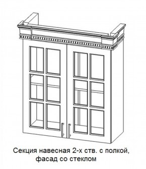 Секция навесная 2-х ств. с полкой "Верона", фасад со стеклом (800) в Губкинском - gubkinskiy.ok-mebel.com | фото