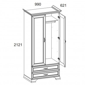 Шкаф 2DG2S, TIFFANY, цвет вудлайн кремовый в Губкинском - gubkinskiy.ok-mebel.com | фото 3