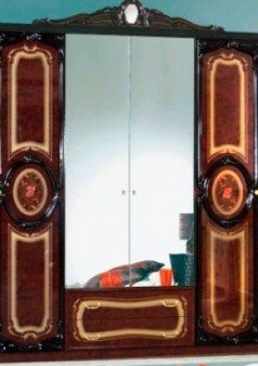 Шкаф 4-х дверный с зеркалами (01.144) Роза (могано) в Губкинском - gubkinskiy.ok-mebel.com | фото