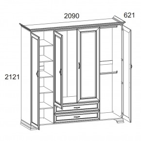 Шкаф 4D2S Z, TIFFANY, цвет вудлайн кремовый в Губкинском - gubkinskiy.ok-mebel.com | фото