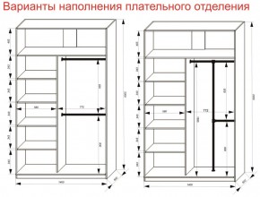 Шкаф-купе 1400 серии SOFT D6+D6+B2+PL3 (2 ящика+2штанги) профиль «Капучино» в Губкинском - gubkinskiy.ok-mebel.com | фото 8