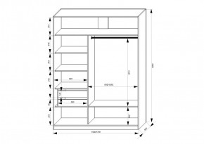 Шкаф-купе 1500 серии NEW CLASSIC K2+K2+B2+PL2(2 ящика+1 штанга+1 полка) профиль «Капучино» в Губкинском - gubkinskiy.ok-mebel.com | фото 3