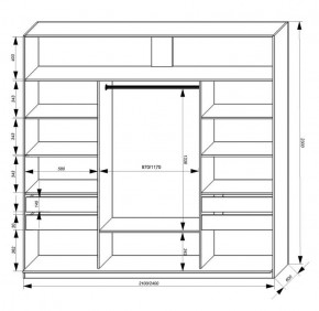 Шкаф-купе 2100 серии SOFT D2+D7+D3+B22+PL2 (по 2 ящика лев/прав+1штанга+1полка) профиль «Графит» в Губкинском - gubkinskiy.ok-mebel.com | фото 3