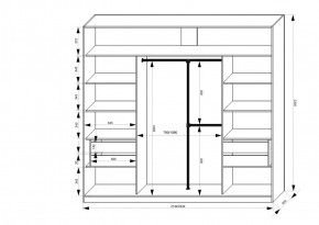 Шкаф-купе 2150 серии NEW CLASSIC K4+K4+K4+B22+PL4(по 2 ящика лев/прав+F обр.штанга) профиль «Капучино» в Губкинском - gubkinskiy.ok-mebel.com | фото 3