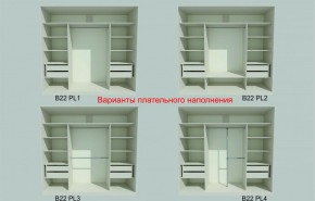 Шкаф-купе 2150 серии NEW CLASSIC K6Z+K1+K6+B22+PL2(по 2 ящика лев/прав+1 штанга+1 полка) профиль «Капучино» в Губкинском - gubkinskiy.ok-mebel.com | фото 6