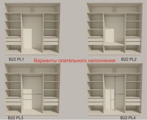 Шкаф-купе 2400 серии SOFT D7+D3+D3+B22+PL4 (по 2 ящика лев/прав+2штанги) профиль «Капучино» в Губкинском - gubkinskiy.ok-mebel.com | фото 6