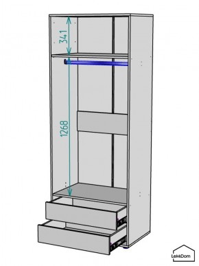 Шкаф Linnea MHR-2-3 2050х800х510 (Графит-М 11.1.25) в Губкинском - gubkinskiy.ok-mebel.com | фото 3