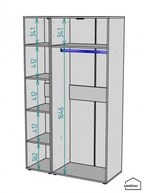 Шкаф Linnea MHR-3-1 2050х1200х510 (ДВ-М 11.1.25) в Губкинском - gubkinskiy.ok-mebel.com | фото 3