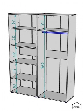 Шкаф Linnea MHR-4-1 2050х1600х510 (Белый-М 11.1.2) в Губкинском - gubkinskiy.ok-mebel.com | фото 3