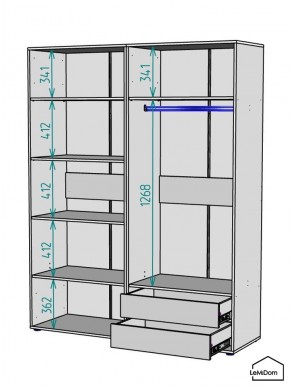 Шкаф Linnea MHR-4-2 2050х1600х510 (ДВ-М 11.1.25) в Губкинском - gubkinskiy.ok-mebel.com | фото 3