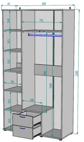 Шкаф Ольга H54 в Губкинском - gubkinskiy.ok-mebel.com | фото 2