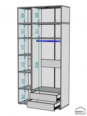 Шкаф с антресолью Linnea MHR-3A-2 2450х1200х510 (Графит-М 11.1.25) в Губкинском - gubkinskiy.ok-mebel.com | фото 3