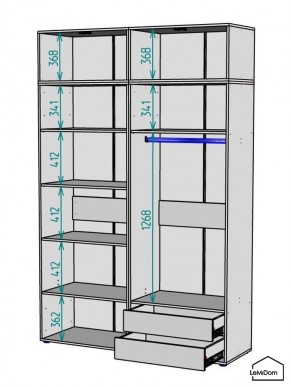 Шкаф с антресолью Linnea MHR-4A-2 2450х1600х510 (Графит-М 11.1.25) в Губкинском - gubkinskiy.ok-mebel.com | фото 3