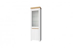 Шкаф с витриной  1V1D, TAURUS, цвет белый/дуб вотан в Губкинском - gubkinskiy.ok-mebel.com | фото 1