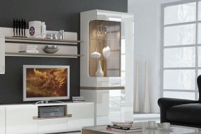 Шкаф с витриной 3D/TYP 01L, LINATE ,цвет белый/сонома трюфель в Губкинском - gubkinskiy.ok-mebel.com | фото 6