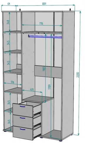 Шкаф с зеркалом Ольга H57_M в Губкинском - gubkinskiy.ok-mebel.com | фото 2