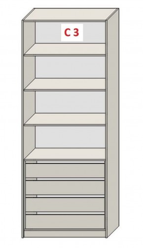 Шкаф СТАНДАРТ С3 4 ящика серия "ГЕСТИЯ" (Бело-серый/Дуб Небраска натуральный ) 800*520*2300 в Губкинском - gubkinskiy.ok-mebel.com | фото 2