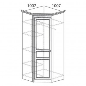 Шкаф угловой №183 "Лючия" Фасад зеркало (Угол 1007*1007) Дуб оксфорд в Губкинском - gubkinskiy.ok-mebel.com | фото 2