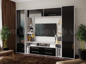 ГАРМОНИЯ Стенка (МДФ) Черный глянец/Белый в Губкинском - gubkinskiy.ok-mebel.com | фото