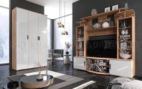 Стенка Виста (Белый глянец/Дуб крафт) в Губкинском - gubkinskiy.ok-mebel.com | фото 3
