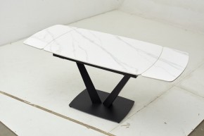 Стол ALATRI 120 MATT WHITE MARBLE SOLID CERAMIC / BLACK, ®DISAUR в Губкинском - gubkinskiy.ok-mebel.com | фото