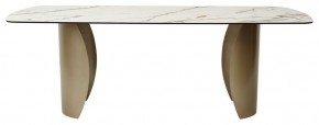 Стол BRONTE 220 KL-188 Контрастный мрамор матовый, итальянская керамика/ Шампань, ®DISAUR в Губкинском - gubkinskiy.ok-mebel.com | фото 2